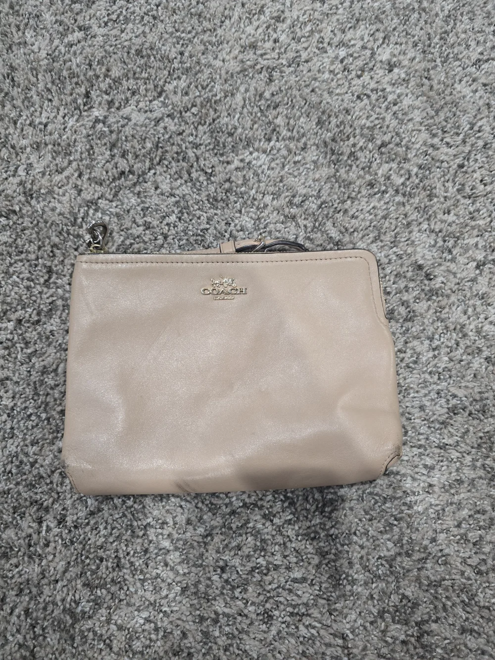 Coach Cream Leather Wristlet Clutch